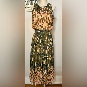 Catherine Maladrino Dress New w/ Tags Sleeveless Green & Pink Floral Size 6